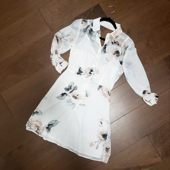 Dynamite Skater Blouse Floral Dress - Picture 1 of 5